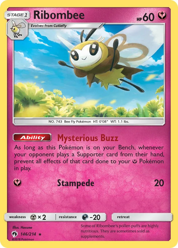 Pokemon Single Card - Lost Thunder 146/214 Ribombee Rare Pack Fresh