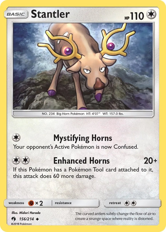 Pokemon Single Card - Lost Thunder 156/214 Stantler Uncommon Pack Fresh