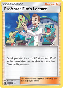 Pokemon Single Card - Lost Thunder 188/214 Professor Elm’s Lecture Uncommon Pack Fresh