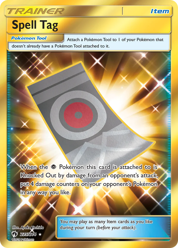 Pokemon Single Card - Lost Thunder 235/214 Spell Tag Gold Secret Rare Pack Fresh