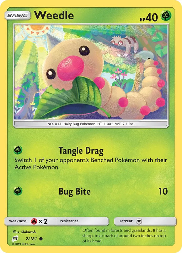 Pokemon Single Card - Team Up 002/181 Weedle Common Pack Fresh