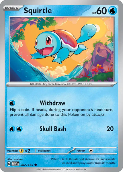 Pokemon Single Card - Scarlet & Violet 151 - 007/165 Squirtle Common Pack Fresh