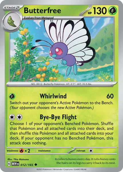 Pokemon Single Card - Scarlet & Violet 151 - 012/165 Butterfree Uncommon Pack Fresh