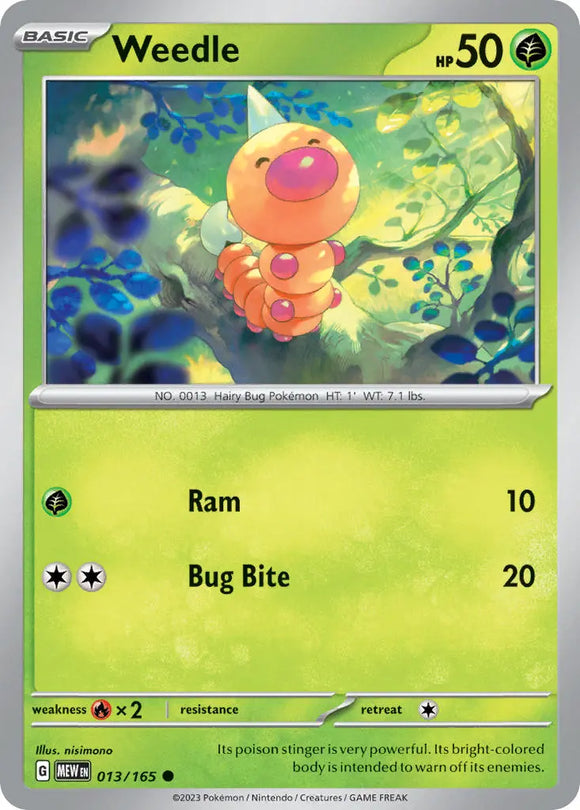 Pokemon Single Card - Scarlet & Violet 151 - 013/165 Weedle Common Pack Fresh