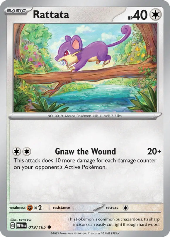 Pokemon Single Card - Scarlet & Violet 151 - 019/165 Rattata Common Pack Fresh