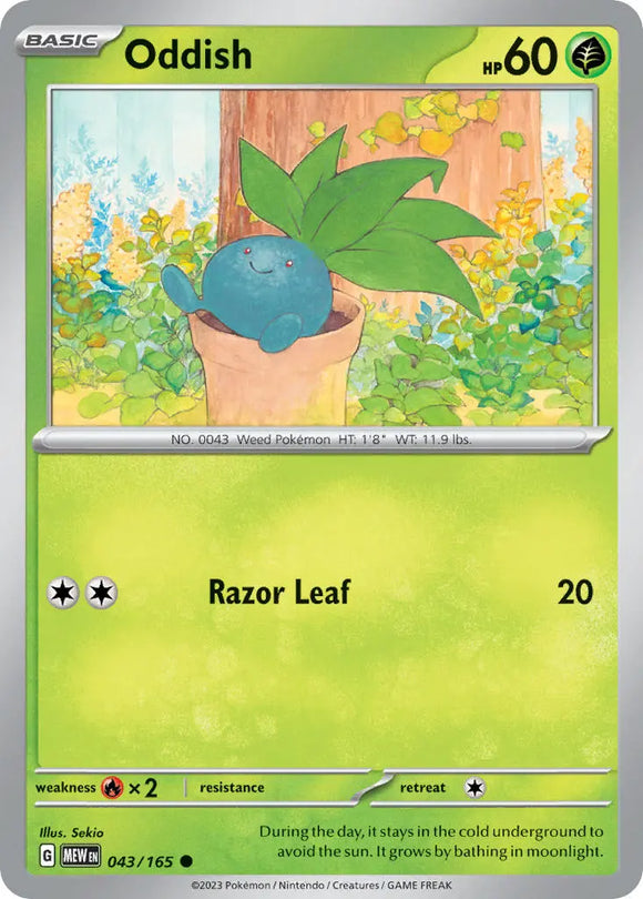 Pokemon Single Card - Scarlet & Violet 151 - 043/165 Oddish Common Pack Fresh