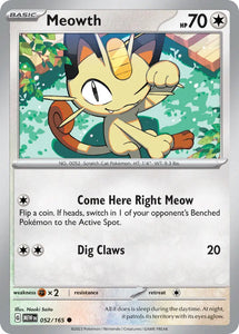 Pokemon Single Card - Scarlet & Violet 151 - 052/165 Meowth Common Pack Fresh