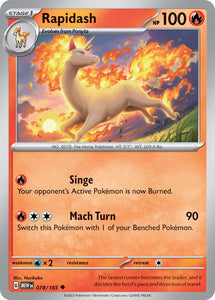 Pokemon Single Card - Scarlet & Violet 151 - 078/165 Rapidash Uncommon Pack Fresh