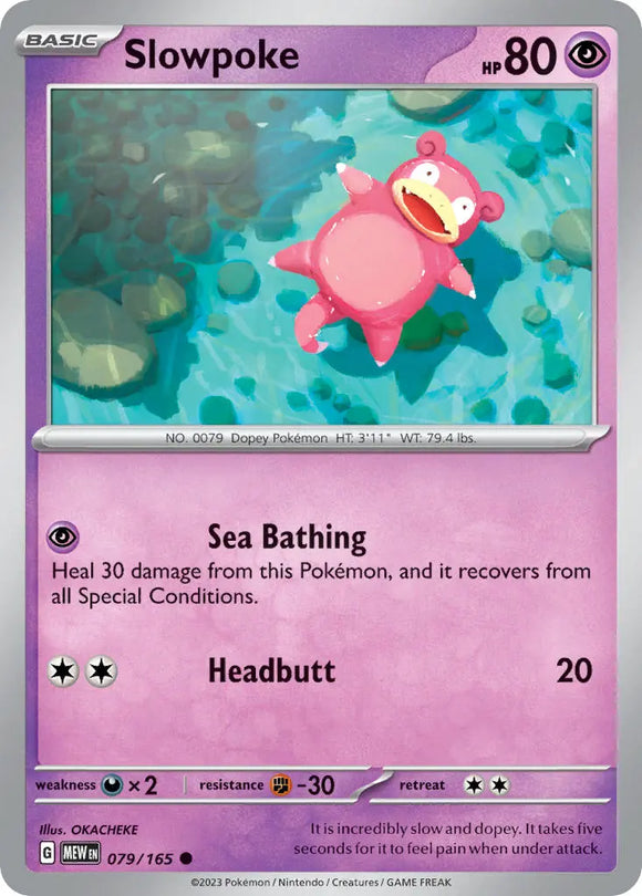 Pokemon Single Card - Scarlet & Violet 151 - 079/165 Slowpoke Common Pack Fresh