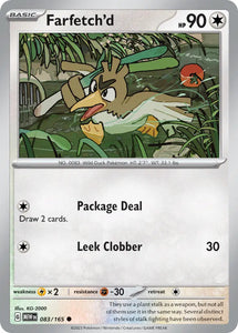 Pokemon Single Card - Scarlet & Violet 151 - 083/165 Farfetch’d Common Pack Fresh