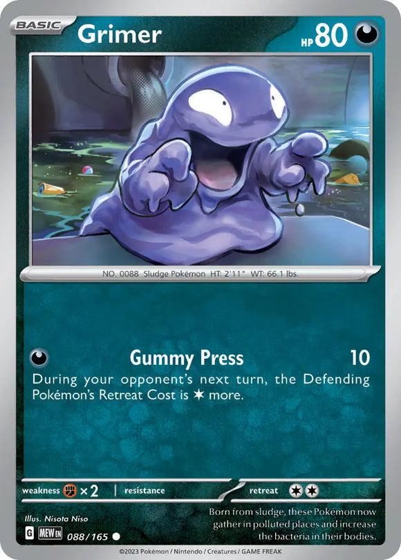 Pokemon Single Card - Scarlet & Violet 151 - 088/165 Grimer Common Pack Fresh