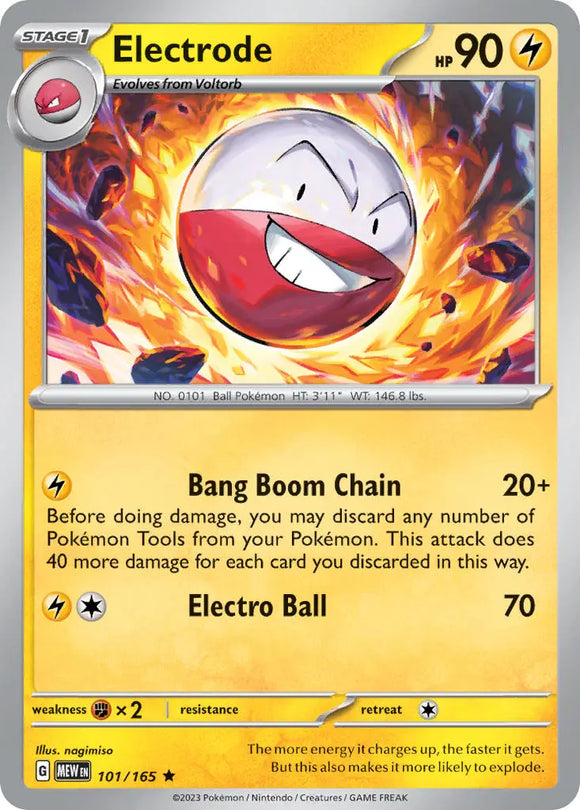 Pokemon Single Card - Scarlet & Violet 151 - 101/165 Electrode Holo Rare Pack Fresh