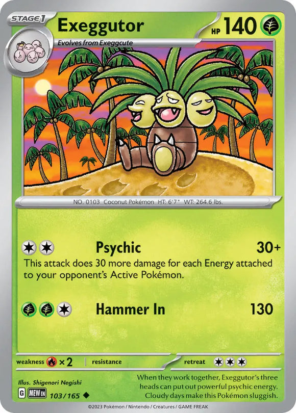 Pokemon Single Card - Scarlet & Violet 151 - 103/165 Exeggutor Uncommon Pack Fresh