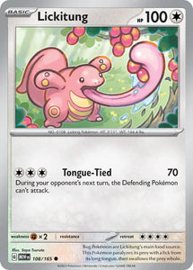 Pokemon Single Card - Scarlet & Violet 151 - 108/165 Lickitung Common Pack Fresh