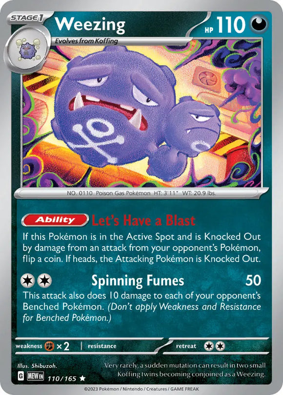 Pokemon Single Card - Scarlet & Violet 151 - 110/165 Weezing Holo Rare Pack Fresh