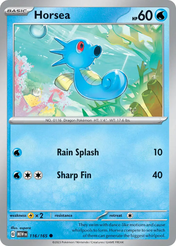 Pokemon Single Card - Scarlet & Violet 151 - 116/165 Horsea Common Pack Fresh