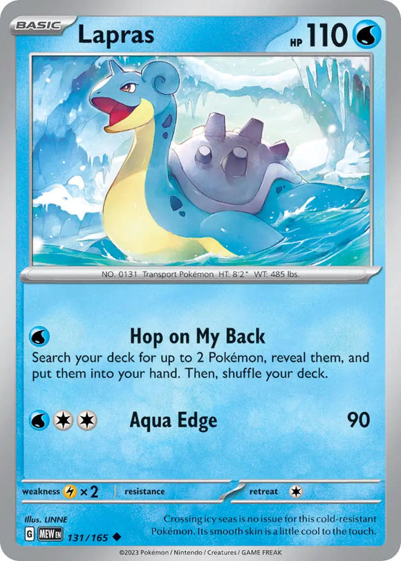 Pokemon Single Card - Scarlet & Violet 151 - 131/165 Lapras Uncommon Pack Fresh