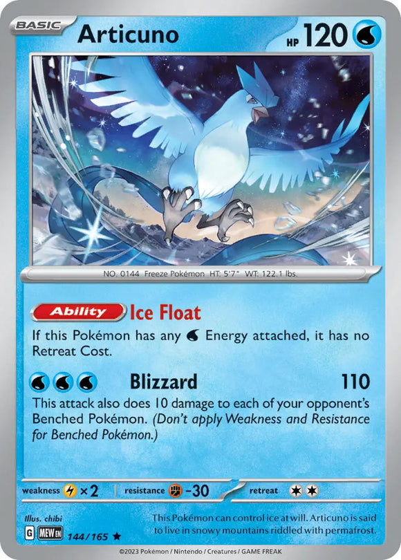 Pokemon Single Card - Scarlet & Violet 151 - 144/165 Articuno Holo Rare Pack Fresh