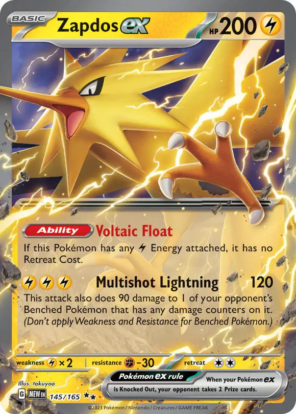 Pokemon Single Card - Scarlet & Violet 151 - 145/165 Zapdos ex Pack Fresh