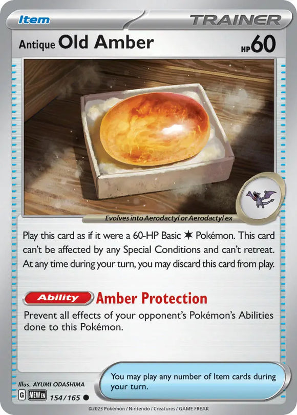Pokemon Single Card - Scarlet & Violet 151 - 154/165 Antique Old Amber Common Pack Fresh