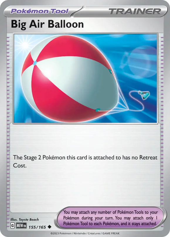 Pokemon Single Card - Scarlet & Violet 151 - 155/165 Big Air Balloon Uncommon Pack Fresh