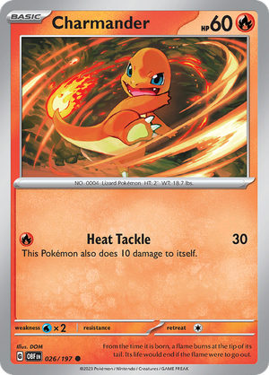 Pokemon Single Card - Scarlet & Violet Obsidian Flames 026/197 Charmander Common Pack Fresh