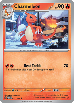 Pokemon Single Card - Scarlet & Violet Obsidian Flames 027/197 Charmeleon Uncommon Pack Fresh