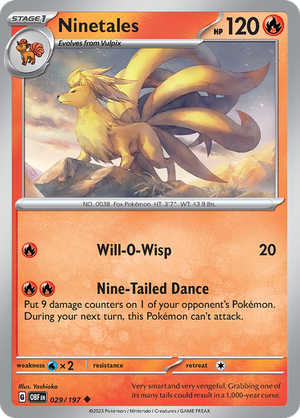 Pokemon Single Card - Scarlet & Violet Obsidian Flames 029/197 Ninetales Uncommon Pack Fresh