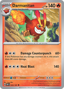 Pokemon Single Card - Scarlet & Violet Obsidian Flames 035/197 Darmanitan Uncommon Pack Fresh