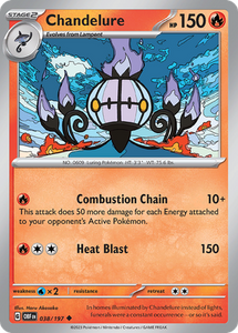 Pokemon Single Card - Scarlet & Violet Obsidian Flames 038/197 Chandelure Uncommon Pack Fresh