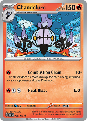 Pokemon Single Card - Scarlet & Violet Obsidian Flames 038/197 Chandelure Uncommon Pack Fresh