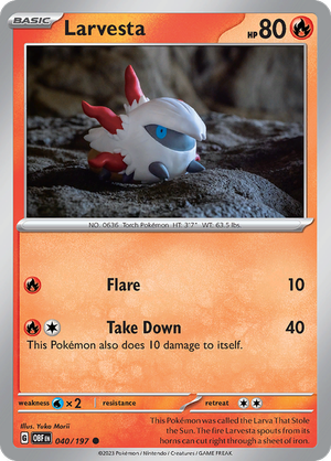 Pokemon Single Card - Scarlet & Violet Obsidian Flames 040/197 Larvesta Common Pack Fresh