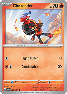 Pokemon Single Card - Scarlet & Violet Obsidian Flames 043/197 Charcadet Common Pack Fresh