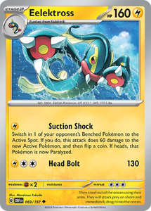 Pokemon Single Card - Scarlet & Violet Obsidian Flames 069/197 Eelektross Uncommon Pack Fresh