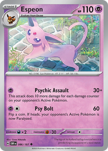 Pokemon Single Card - Scarlet & Violet Obsidian Flames 086/197 Espeon Uncommon Pack Fresh