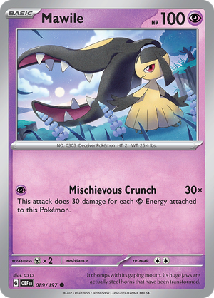Pokemon Single Card - Scarlet & Violet Obsidian Flames 089/197 Mawile Common Pack Fresh