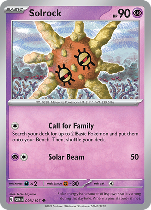 Pokemon Single Card - Scarlet & Violet Obsidian Flames 093/197 Solrock Uncommon Pack Fresh