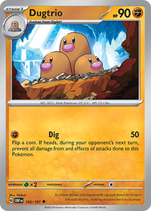 Pokemon Single Card - Scarlet & Violet Obsidian Flames 104/197 Dugtrio Uncommon Pack Fresh