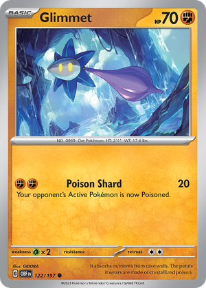 Pokemon Single Card - Scarlet & Violet Obsidian Flames 122/197 Glimmet Common Pack Fresh