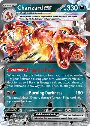 Pokemon Single Card - Scarlet & Violet Obsidian Flames 125/197 Charizard ex Pack Fresh