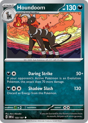 Pokemon Single Card - Scarlet & Violet Obsidian Flames 133/197 Houndoom Uncommon Pack Fresh