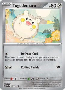 Pokemon Single Card - Scarlet & Violet Obsidian Flames 151/197 Togedemaru Common Pack Fresh