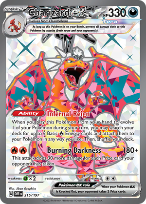 Pokemon Single Card - Scarlet & Violet Obsidian Flames 215/197 Charizard ex Full Art Pack Fresh