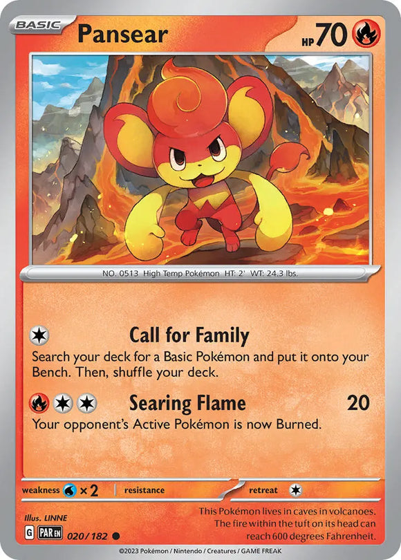 Pokemon Single Card - Scarlet & Violet Paradox Rift - 020/182 Pansear Common Pack Fresh