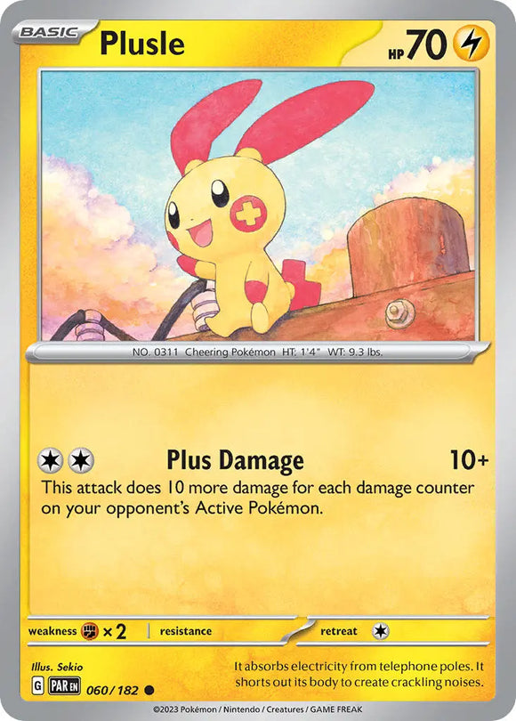 Pokemon Single Card - Scarlet & Violet Paradox Rift - 060/182 Plusle Common Pack Fresh