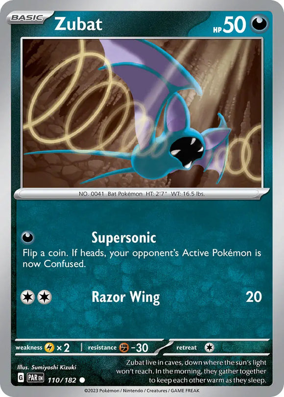 Pokemon Single Card - Scarlet & Violet Paradox Rift - 110/182 Zubat Common Pack Fresh