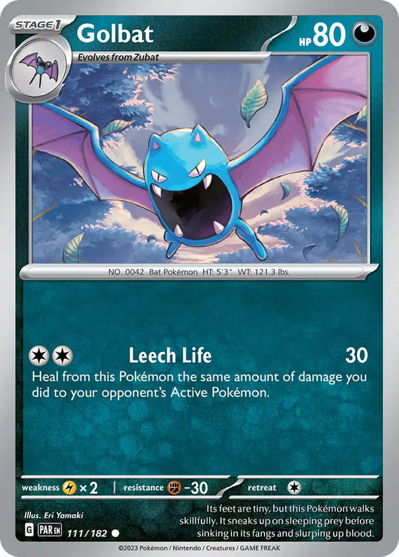 Pokemon Single Card - Scarlet & Violet Paradox Rift - 111/182 Golbat Common Pack Fresh