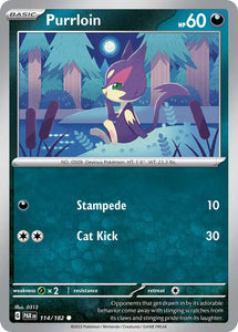 Pokemon Single Card - Scarlet & Violet Paradox Rift - 114/182 Purrloin Common Pack Fresh