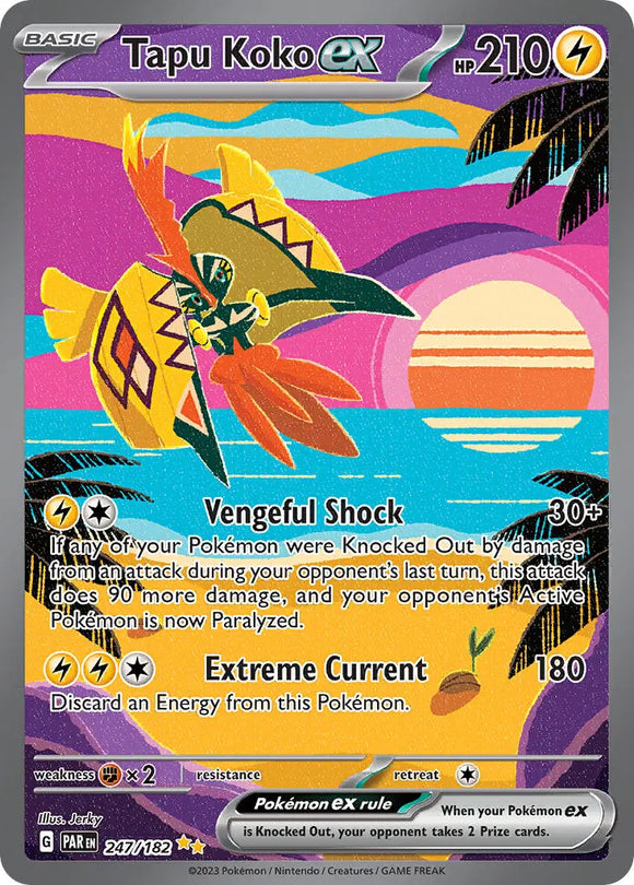 Pokemon Single Card - Scarlet & Violet Paradox Rift - 247/182 Tapu Koko ex Special Illustration Rare Pack Fresh