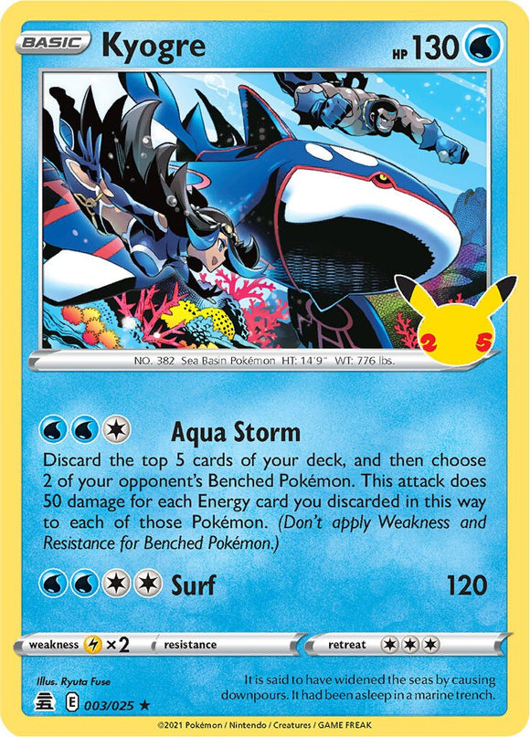 Pokemon Single Card - Celebrations 003/025 Kyogre Holo